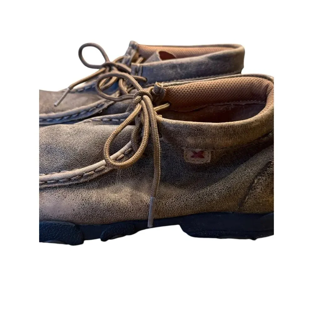 Twisted X Youth 3.5 Casual Moc Toe Leather Shoes in Brown
